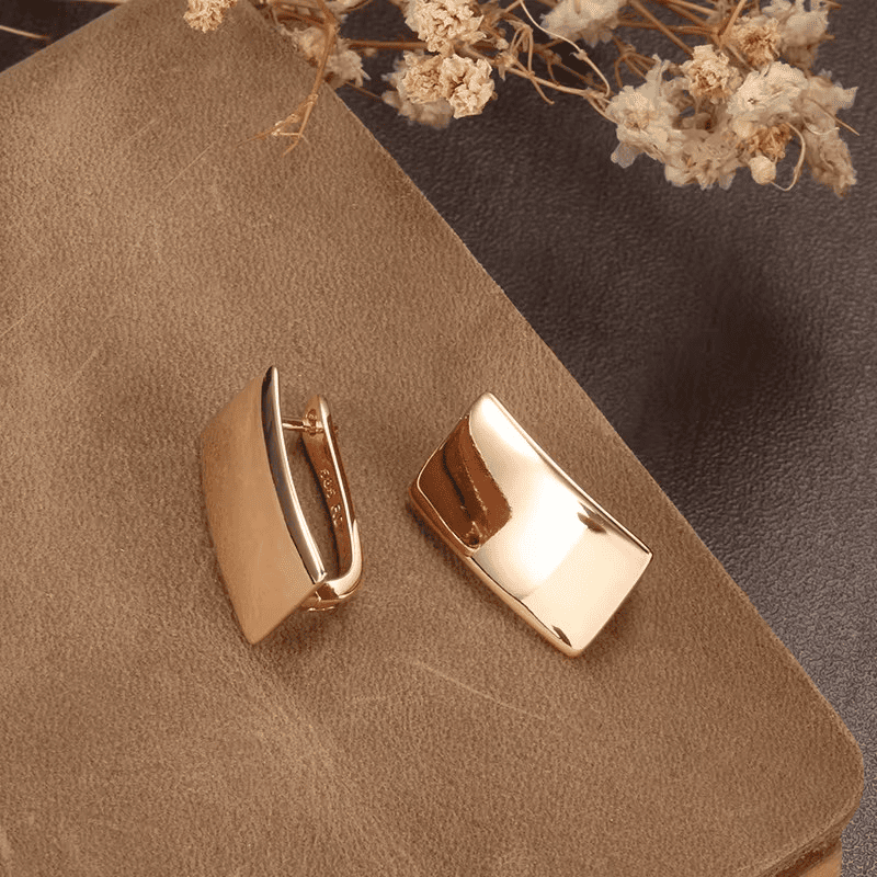 Brincos Femininos Brilhantes em Ouro Rosa