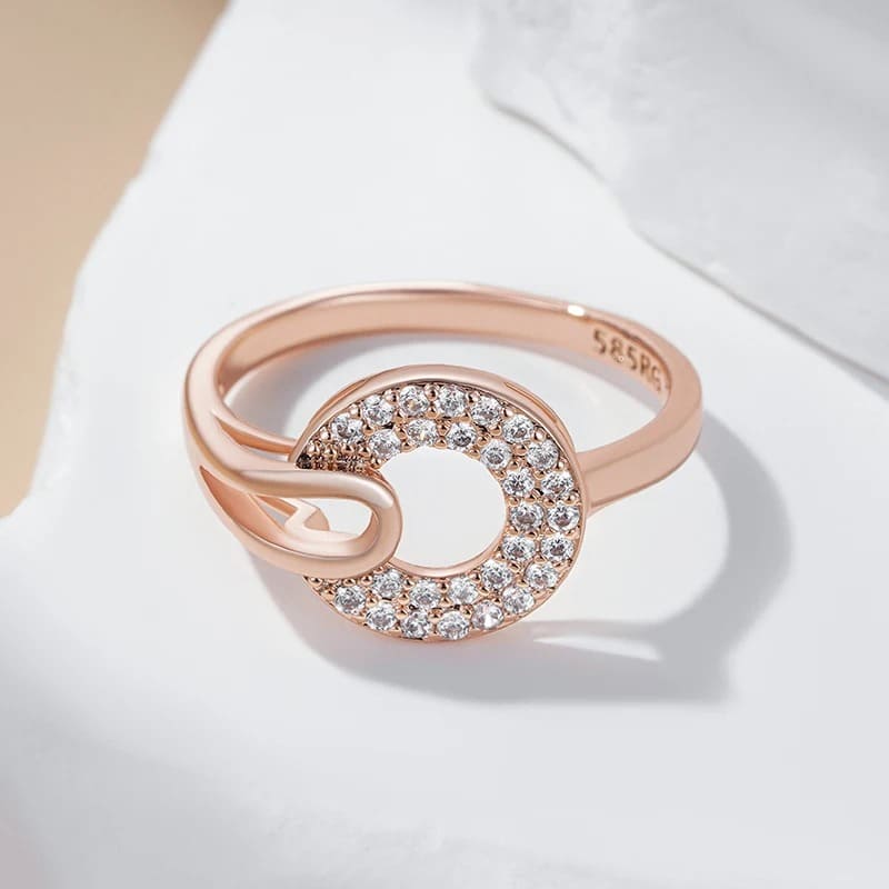 anel zircônia natural ouro rosa, jóias elegantes para mulheres, presente especial para ela, anel de compromisso luxo.