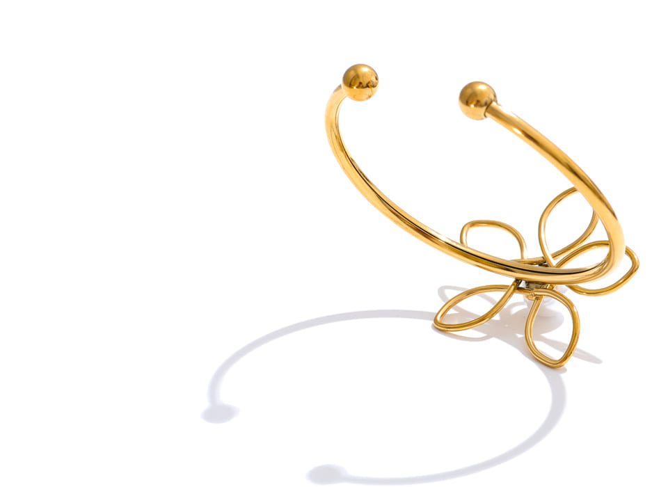Pulseira Feminina Manguito de Flor Com Pérola