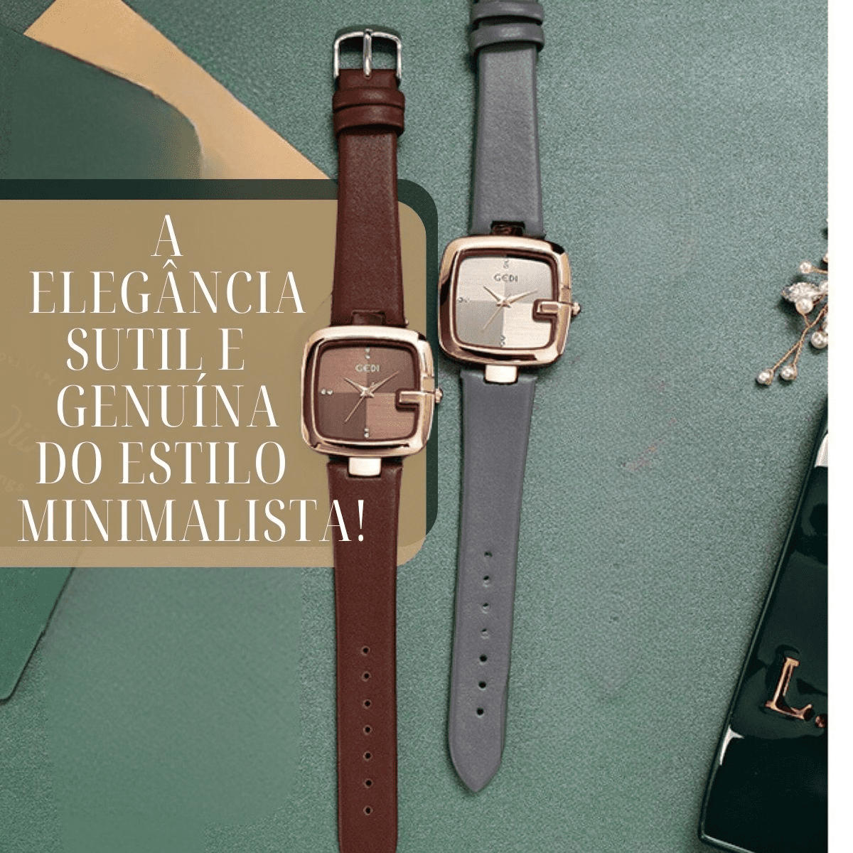 Relógio com Pulseira de Couro Leather Lux