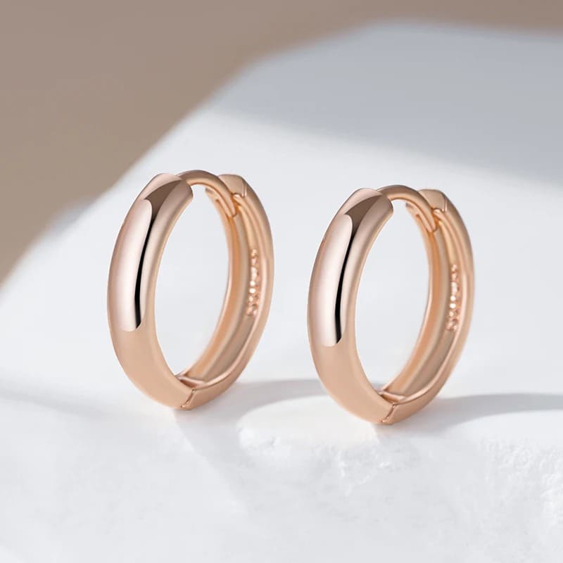Brincos Femininos de Argola em 585 Ouro Rosa,