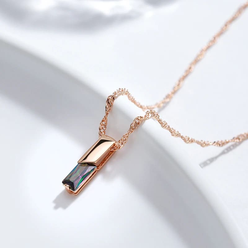 Colar Feminino Joia de Zircão Colorido Olaine