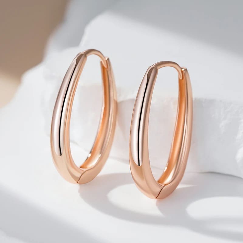 Brincos de Argola Quadrados em 585 Ouro Rosa,