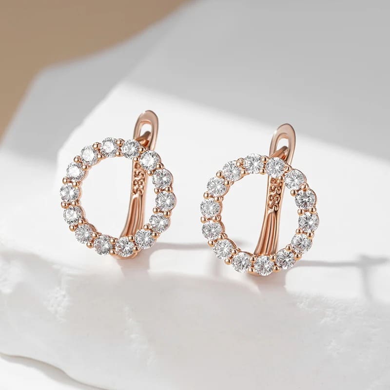 Brincos Femininos Redondos em 585 Ouro Rosa