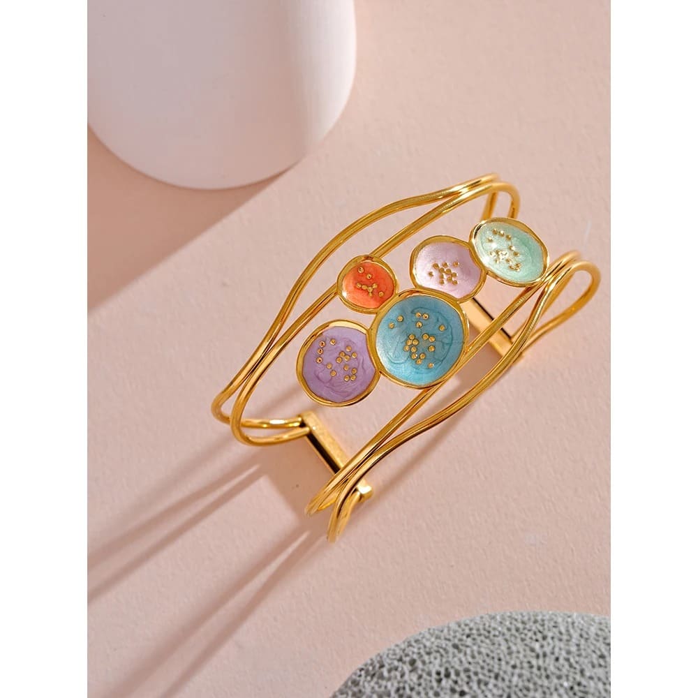 Bracelete Elegante de Esmalte Colorido