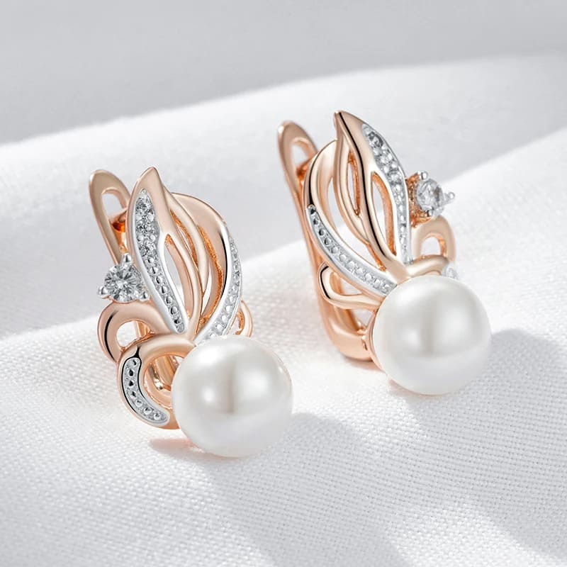 Brincos Femininos Geométricos Boho com Pérolas e Zircão