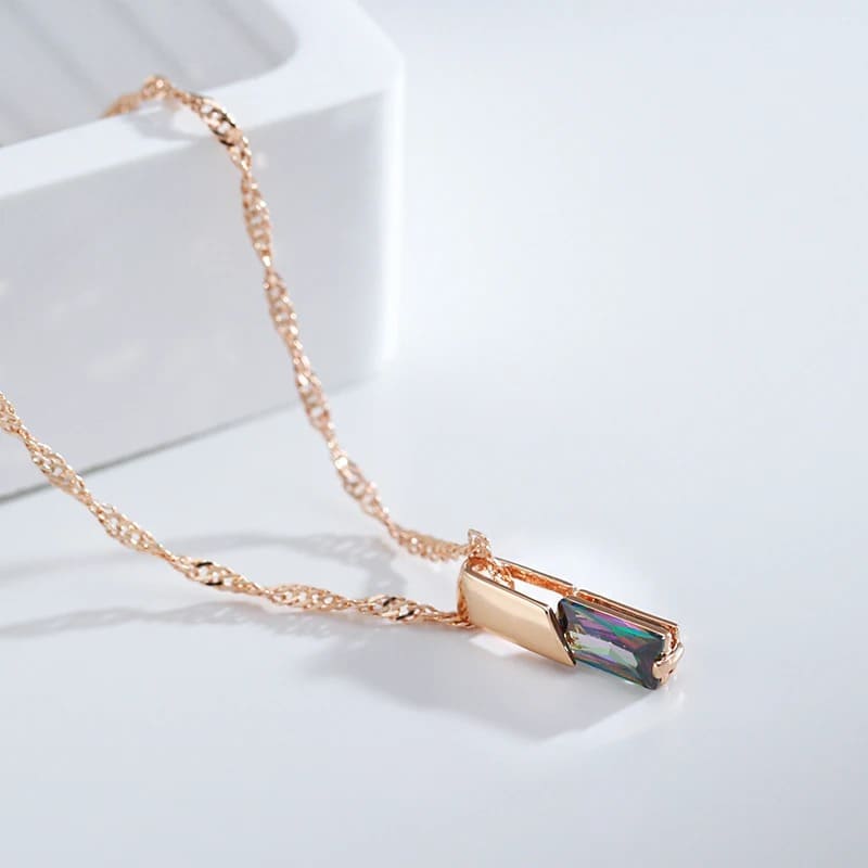 Colar Feminino Joia de Zircão Colorido Olaine