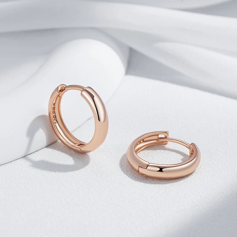 Brincos Femininos de Argola em 585 Ouro Rosa,