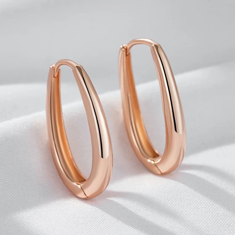 Brincos de Argola Quadrados em 585 Ouro Rosa,