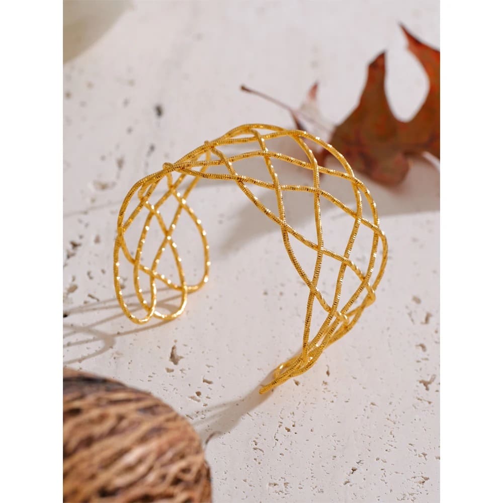 Pulseira Cuff Trançada Dourada