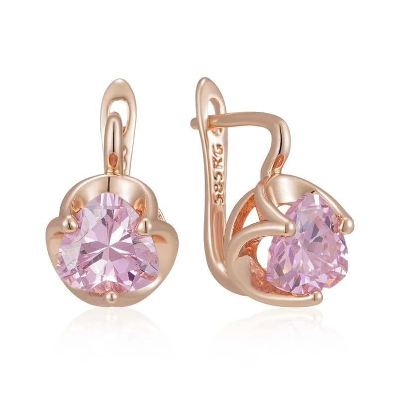 Brincos Românticos em Ouro Rosa com Zircão – Luxo e Delicadeza no Dia a Dia