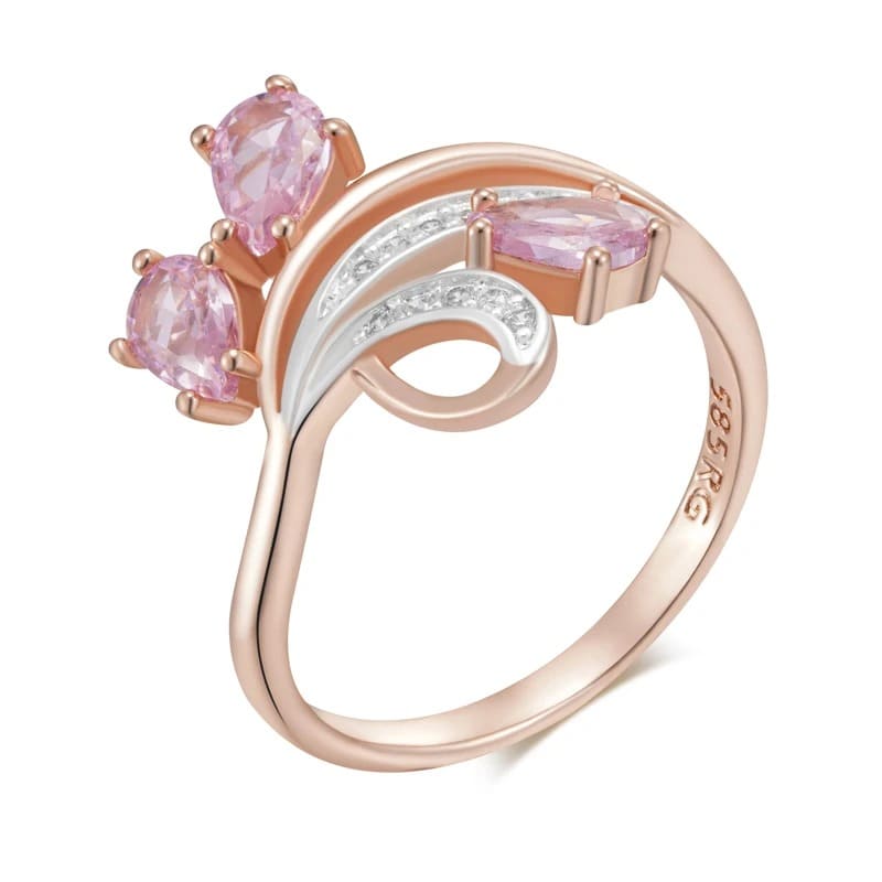 Anel de Cristal com Zircão Rosa Natural
