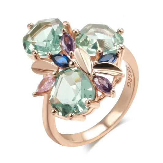 Anel Feminino Única Pedra Verde – Elegância Vintage com Toque Moderno