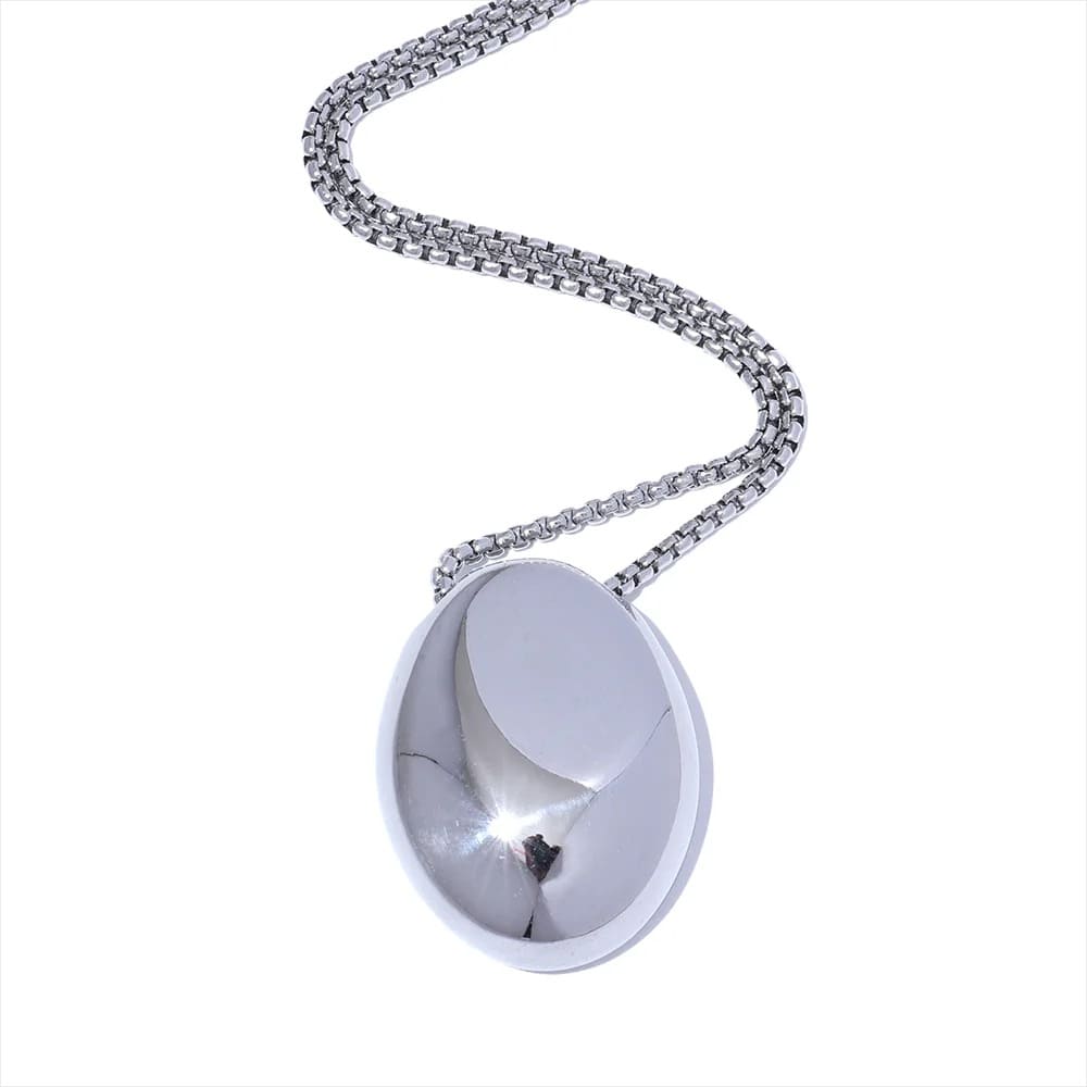 Colar Minimalista Unissex com Pingente Oval em Aço 316L