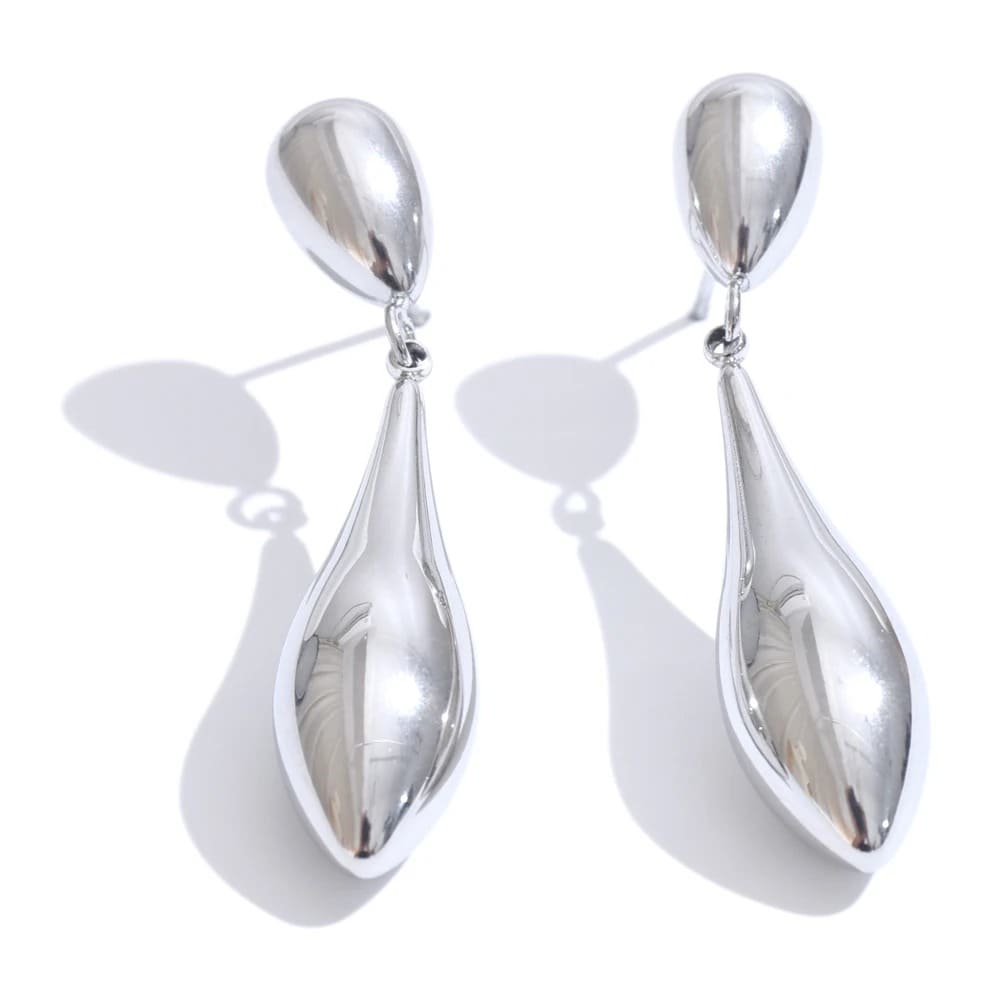 Brincos Gota D'Água Elegantes em Ouro e Platina
