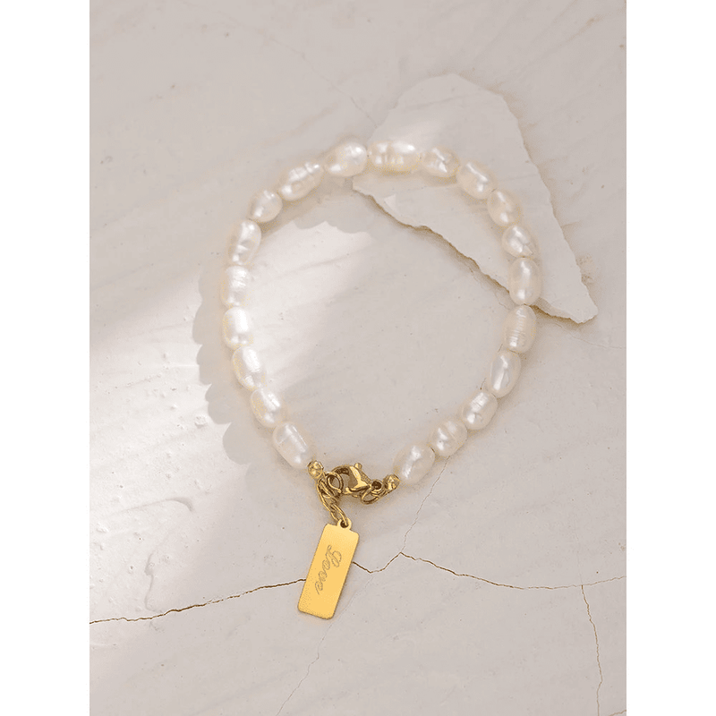 Pulseira de Pérola Natural Elegante - Cadeia de AMOR