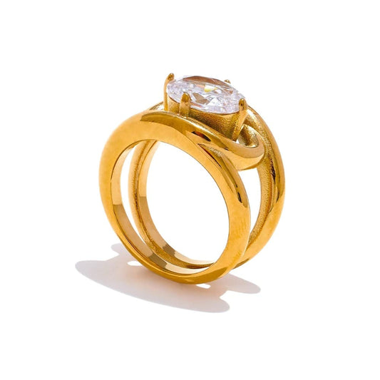 Zircônia cúbica AAA, COLAR FEMENINO, Anel resistente ao desbotamento, 
Anel feminino de aço inoxidável , Anel de moda para presente, Anel de luxo acessível, Anel banhado a ouro PVD, 
