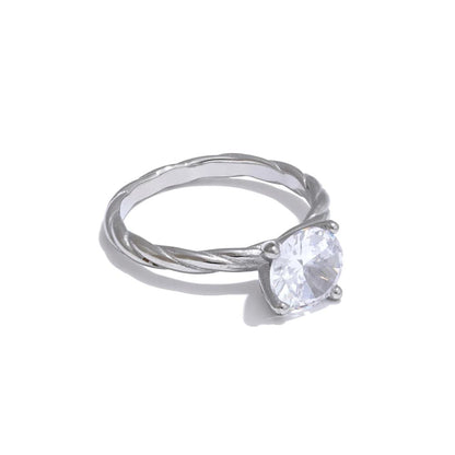 Anel de Zircônia Cúbica AAA Luxuoso, Anel de Zircônia Cúbica, Anel Feminino Luxo,  Anel de Aço Inoxidável, Anel Delicado Feminino, Anel de Brilho Intenso, Anel Clássico Elegante, Anel Presente Comemorativo, Anel de Moda Chique, Anel Sofisticado Feminino, Anel de Zircônia AAA