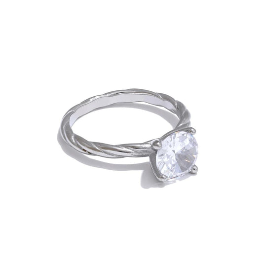 Anel de Zircônia Cúbica AAA Luxuoso, Anel de Zircônia Cúbica, Anel Feminino Luxo,  Anel de Aço Inoxidável, Anel Delicado Feminino, Anel de Brilho Intenso, Anel Clássico Elegante, Anel Presente Comemorativo, Anel de Moda Chique, Anel Sofisticado Feminino, Anel de Zircônia AAA