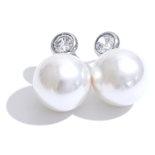 Brincos Redondos de Moda Elegante, Brincos de Pérola, Brincos Elegantes, Aço Inoxidável, Joias Femininas, Acessórios de Luxo, Moda Minimalista, Presente para Mulheres, Brincos Delicados, Joias Duráveis, Tendência 2025, Brincos à Prova d'Água, Pérola Moderna, Brincos para Festas, Acessórios Casuais e Formais, Joias Elegantes para Mulheres