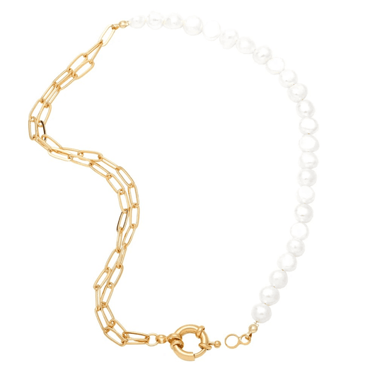 Colar de Pérolas de Água Doce com Corrente Paperclip Banhada a Ouro, Colar De Pérolas, Pérolas De Água Doce, Corrente Paperclip, Banho De Ouro, Joia Elegante, Colar Sofisticado, Acessórios De Luxo, Joia Com Pérolas, Estilo Moderno, Acessório Feminino, Colar De Noiva, Look Chic, Presente Especial, Joias Finas Colar Com Estilo
