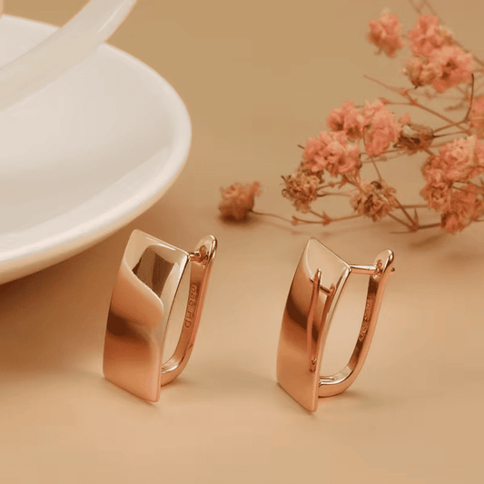 Brincos Femininos Brilhantes em Ouro Rosa
