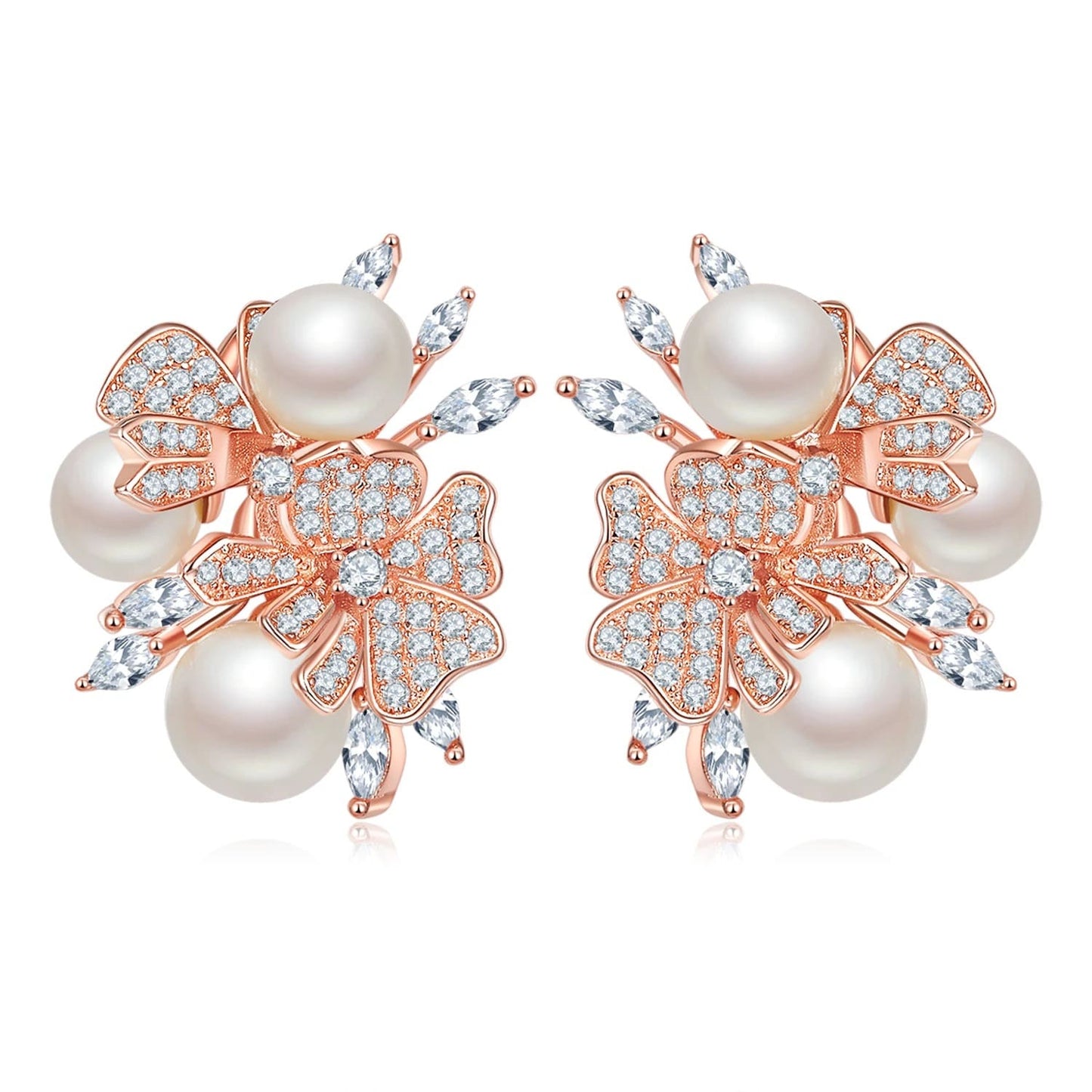 Brincos Flor em Pérola de Concha e Zircão