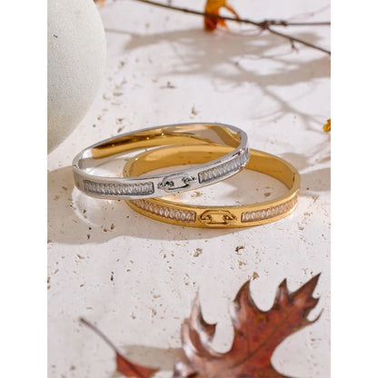 Pulseira Redonda de Zircônia em Aço Inoxidável