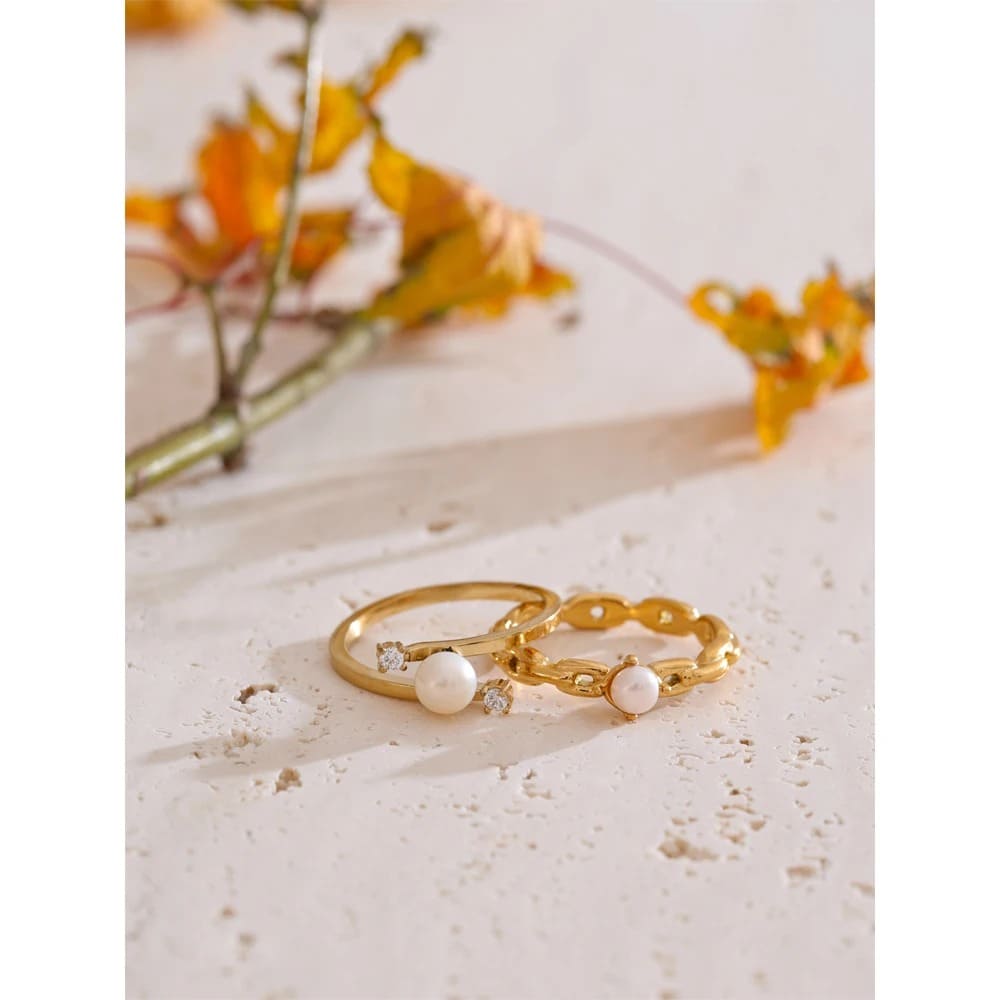 Anel de Pérola Natural 18K
