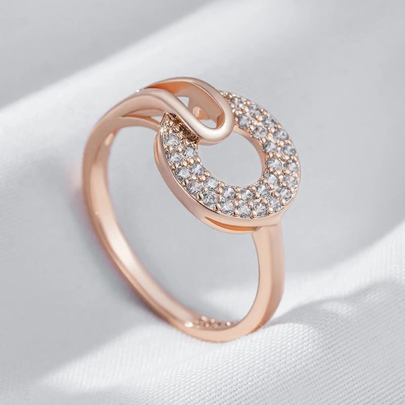 Anel de Zircão Natural em Ouro Rosa 14K