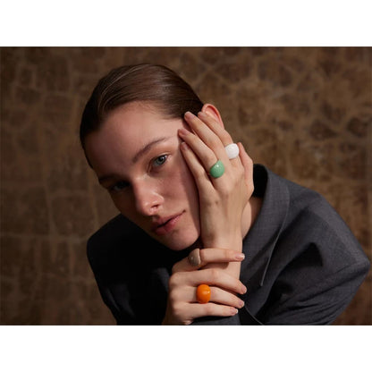 Anel de esmalte multicolorido à prova d’água – Aço inoxidável, moda alegre e charmosa