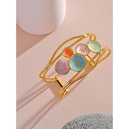 Bracelete Elegante de Esmalte Colorido