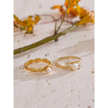 Anel de Pérola Natural 18K
