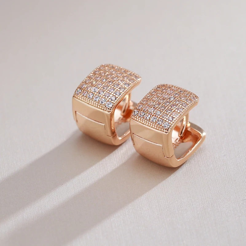 Brincos  Feminino Pequeno Quadrados com zircão natura