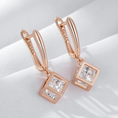 Brincos Feminino Ocos Quadrados com Zircão Natural