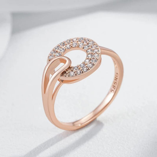 Anel de Zircão Natural em Ouro Rosa 14K