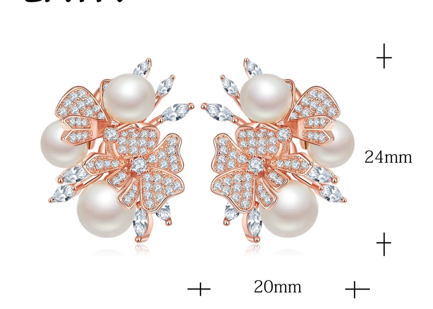 Brincos Flor em Pérola de Concha e Zircão