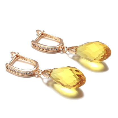 Brincos Vintage com cristal amarelo e zircões naturais