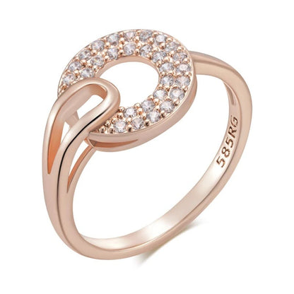 Anel de Zircão Natural em Ouro Rosa 14K