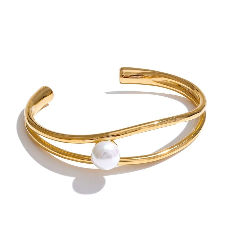 Pulseira Elegante com Pérola Minimalista em Aço Inoxidável – Joia Moderna para Mulheres Sofisticadas