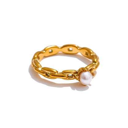 Anel de Pérola Natural 18K
