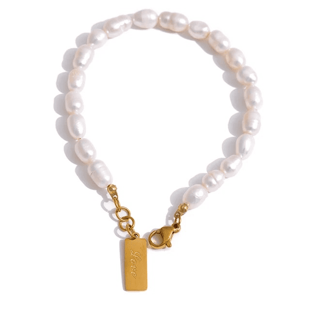 Pulseira de Pérola Natural Elegante - Cadeia de AMOR