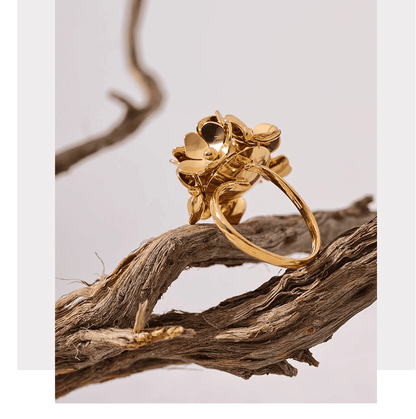 Anel Feminino Ajustável, Flor Estereoscópica